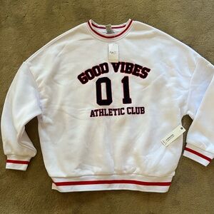 Rue21 Good Vibes Athletic Club White Oversized Sweater
